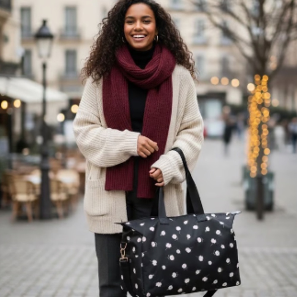 Alice + Olivia Black Daisy Print Travel Weekender Duffle Bag 🌼 - Picture 12 of 14